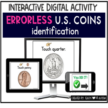 Preview of Errorless Coins Digital Task Cards | Money Boom Cards 
