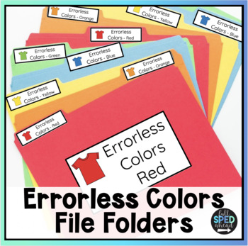 Preview of Free Math Independent Work Errorless Colors File Folders Functional Skills