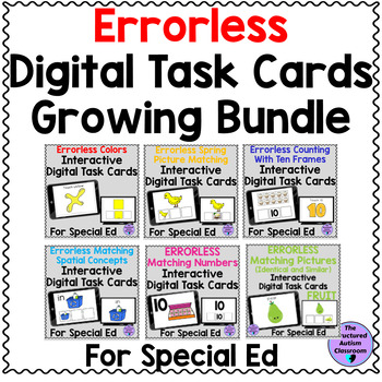Preview of Errorless Digital Basic Skills Task Card Bundle Special Ed Distance Learning