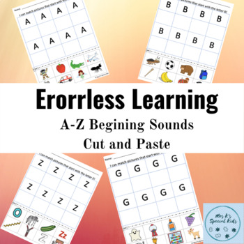 Preview of Errorless Learning A-Z Cut and Paste: Beginning Sounds