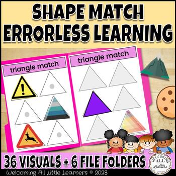 Preview of Errorless Learning File Folder Activity Set: Shape Match Math Centers