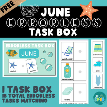 Preview of Errorless Learning June Task Box | Special Education | Summer School | ESY |