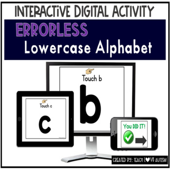 Preview of Errorless Lowercase Letter Digital Task Cards | Alphabet Boom Cards