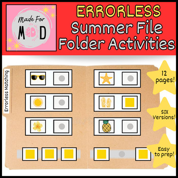 Preview of SUMMER Errorless File Folder Activities | Color Matching | SPED | ESY | Colors