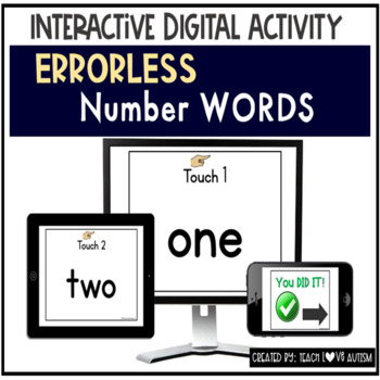Preview of Errorless Number Words Digital Task Cards | Math Boom Cards