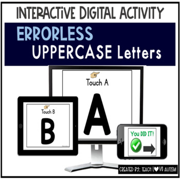 Preview of Errorless Uppercase Letter Digital Task Cards | Alphabet Boom Cards