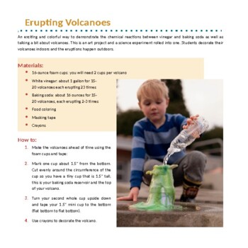 Preview of Erupting Volcanoes - vinegar & baking soda art and science integration project