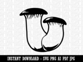 Eryngii King Oyster Trumpet Mushroom Fungus Clipart Instant Digital Download AI