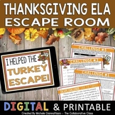 Thanksgiving Escape Room | ELA Escape Room Activity Print 