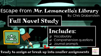 Preview of Escape From Mr. Lemoncello's Lirbary: full DIGITAL novel study