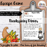 Thanksgiving Activities Escape Room EFL/ESL - Level 3
