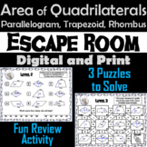 Area of Quadrilaterals Activity Escape Room: Parallelogram