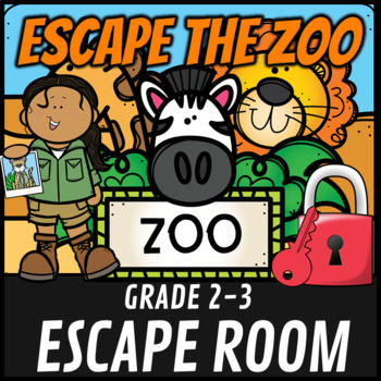 Preview of Escape Room At the Zoo Math Mystery Grades 2-3