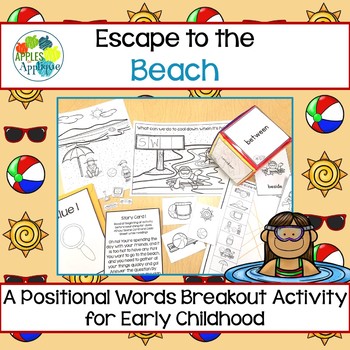 Preview of Escape Room: Beach! Positional Words Breakout Activity