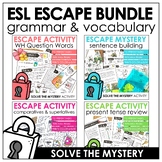 Escape Room Bundle ESL - WH Questions, Present Tense Verbs