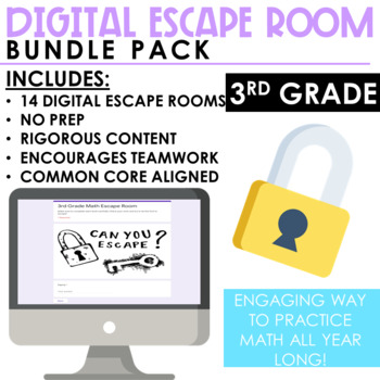 Preview of Math Escape Room Bundle | 3rd Grade | Digital and Print