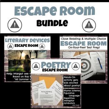 Escape Room Bundle: Poetry, Close Reading and Multiple Choice, Literary Devices