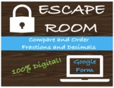 Escape Room - Compare and Order Fractions and Decimals (Digital)