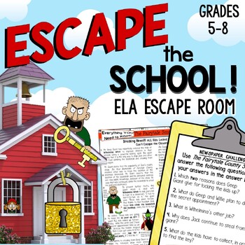 Preview of ELA Escape Room - Escape the School Reading Comprehension Activities