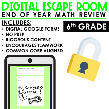 Preview of End of Year Math Escape Room Review | Digital and Print
