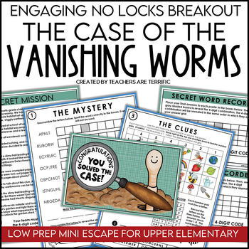 Preview of Escape Room Fictional Reading- The Case of the Vanishing Earthworms!