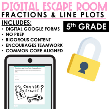 Preview of Escape Room Fractions and Line Plots | Digital and Print