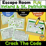 Escape Room Fun Puzzles for St Patrick's Day & Ireland Sch