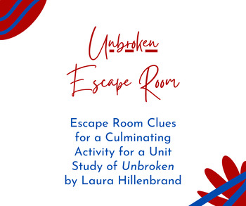 Preview of Escape Room Game Clues for a Unit on Unbroken, for 11th- and 12th-Grade ELA