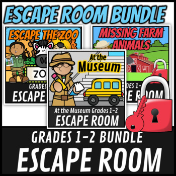 Preview of Math Escape Room Bundle for Grade 1-2 Anytime and Back to School