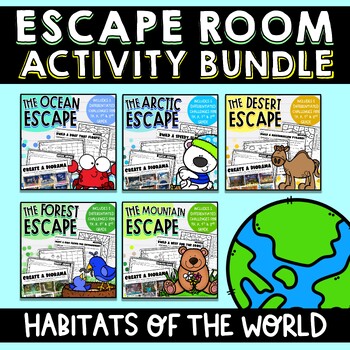 Preview of Escape Room Activity Bundle: Habitats of the World | TK, K, 1st & 2nd Grade