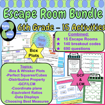 Preview of 6th Grade Escape Room Growing Digital Google Bundle