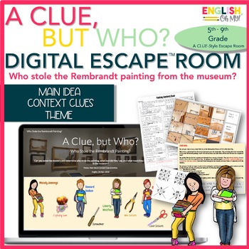Preview of Main Idea Digital Escape Room, Theme, & Reading Comprehension