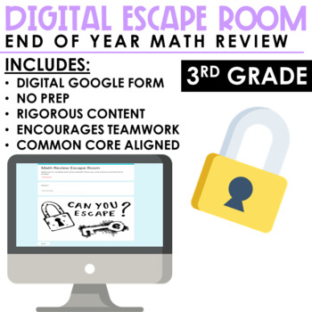 Preview of End of Year Math Escape Room | Digital and Print