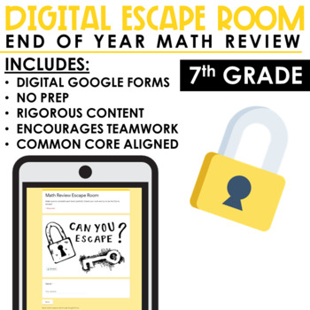 Preview of End of Year Math Escape Room  | Digital and Print