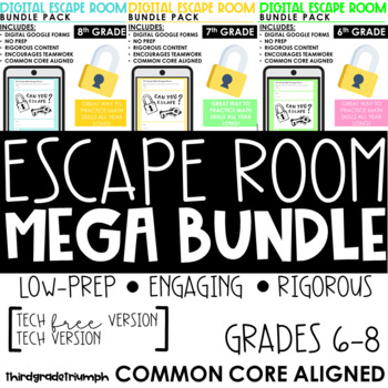 Preview of Escape Room Math Mega Bundle | Digital and Print