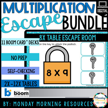 Preview of Escape Room Multiplication 2x -12x BUNDLE Boom Cards™