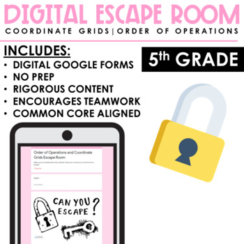 Preview of Math Escape Room Order of Operations | Digital and Print