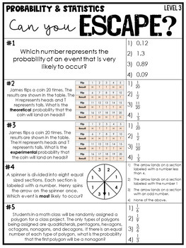 escape room probability and statistics 7th grade distance learning