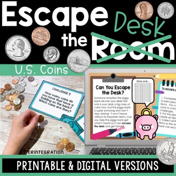 Preview of Escape Room STEM Challenges Using Just  U.S. Coins on Google Slides + Unplugged