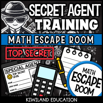 Preview of 4th 5th 6th Grade Math Escape Room Activity Mystery Game with Secret Agent Spy
