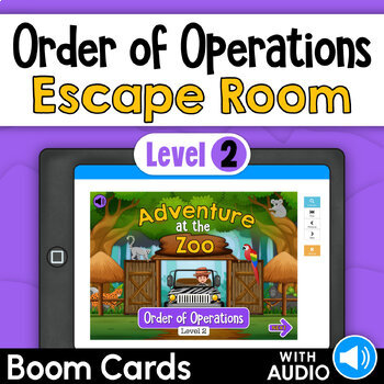 Preview of Order of Operations Escape Room Boom Cards Level 2