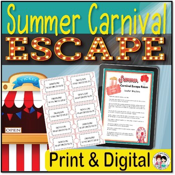Preview of End-of-Year Activities, Escape Room, Summer Carnival, Figurative Language Review