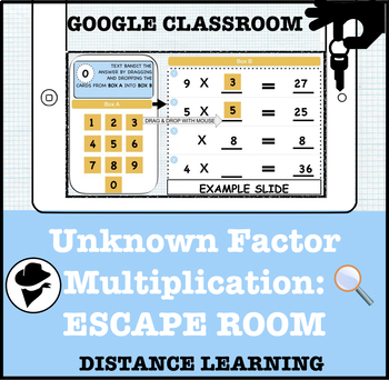 Preview of Escape Room: Unknown Factor Multiplication Distance Learning/Google Classroom