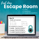 Escape Room for Algebra Students (Review PreAlgebra) Digit