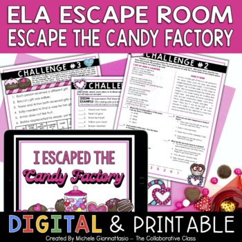 Preview of Valentine's Day Escape Room | Escape the Candy Factory | ELA Escape Room
