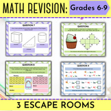 Escape Rooms - Math Revision- Grades 6,7,8