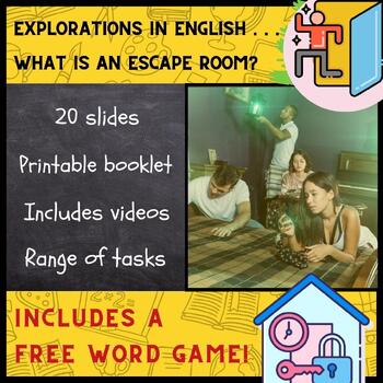 Preview of Escape Rooms - Reading / Writing lesson (20 page booklet + free word game)