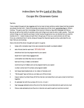 Preview of Escape The Classroom using Classroom Novel