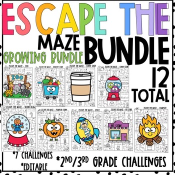 Preview of Escape The Maze - BUNDLE - EDITABLE - 12 Different Escapes