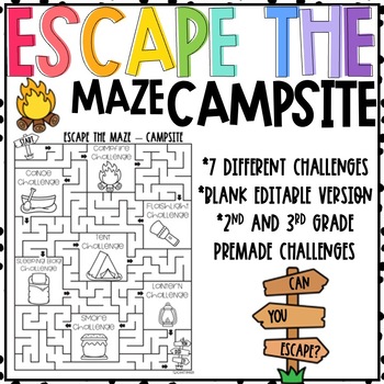 Preview of Escape The Maze - CAMPSITE - EDITABLE